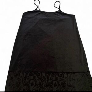 Black Slip Dress with Textured Hem